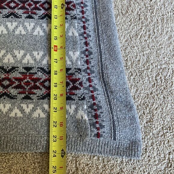 Sweater Fair Isle Chaps Ralph Lauren Women’s Medium Gray Red Vintage - Picture 6 of 7